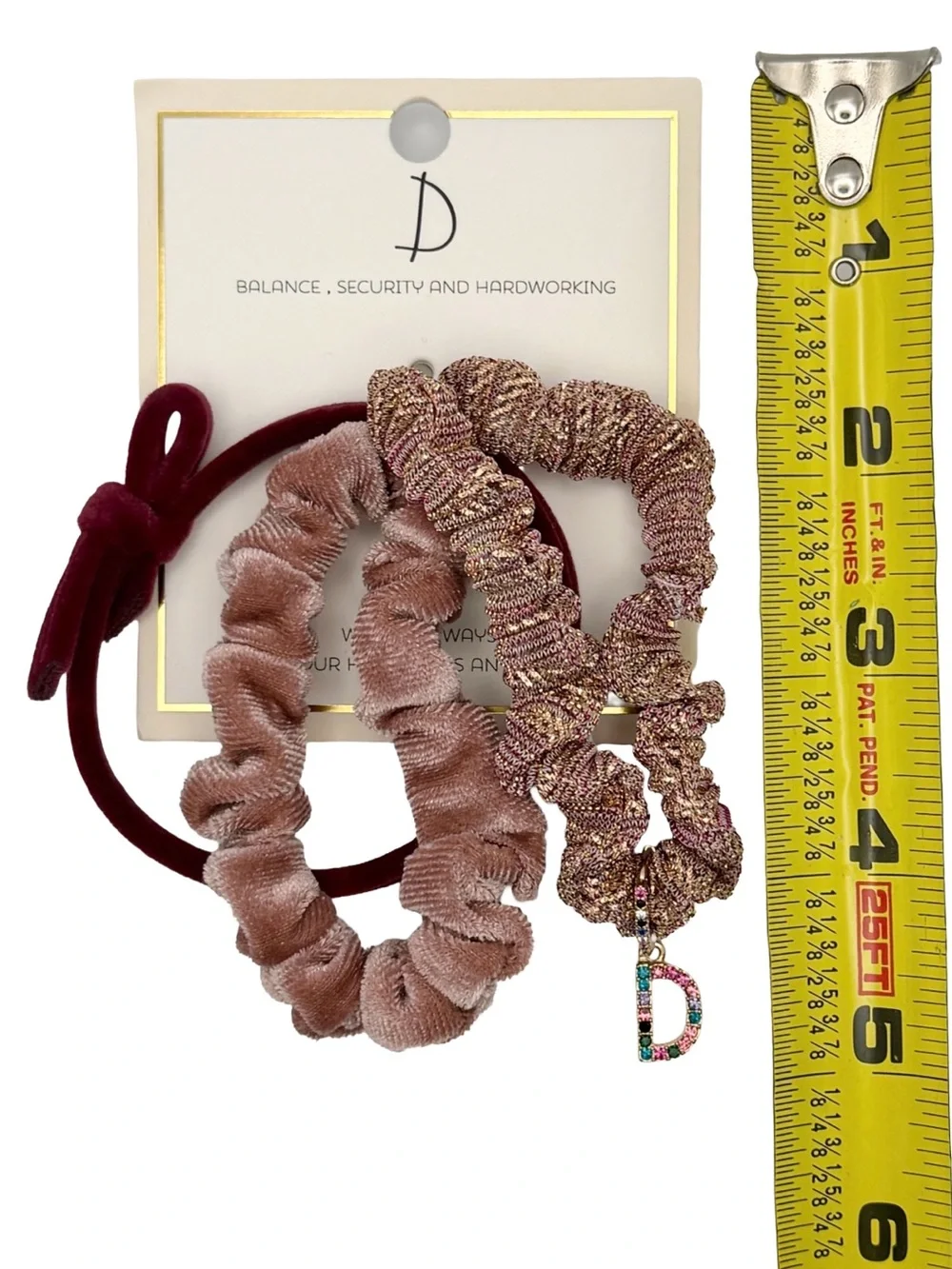 Nordstrom D Initial Charm Hair Accessory Set Scrunchies And Hair Tie - Picture 4 of 4